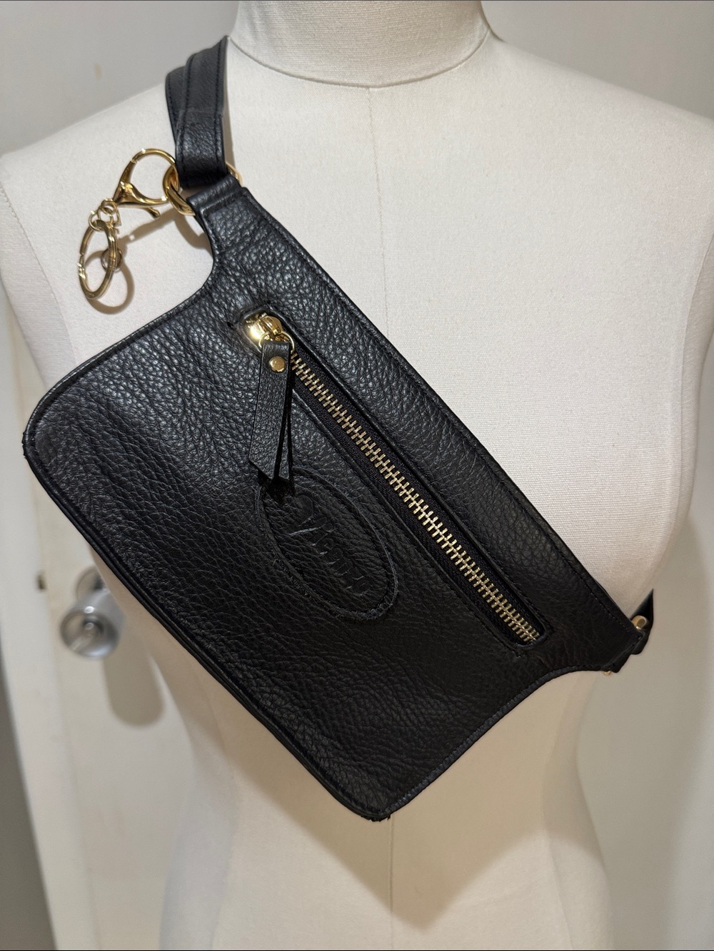 Leather Black Crossbody Belt Bag